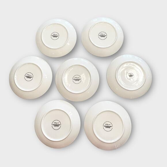 STARBUCKS set of 7 holiday appetizer plates 2006 - Picture 2 of 4